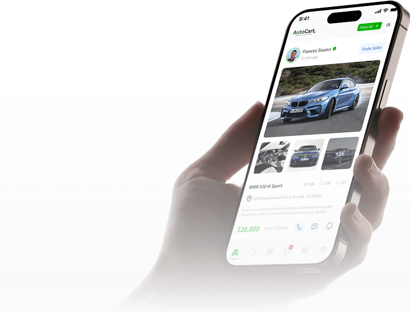 AutoCart app showing a BMW 520 M Sport listing